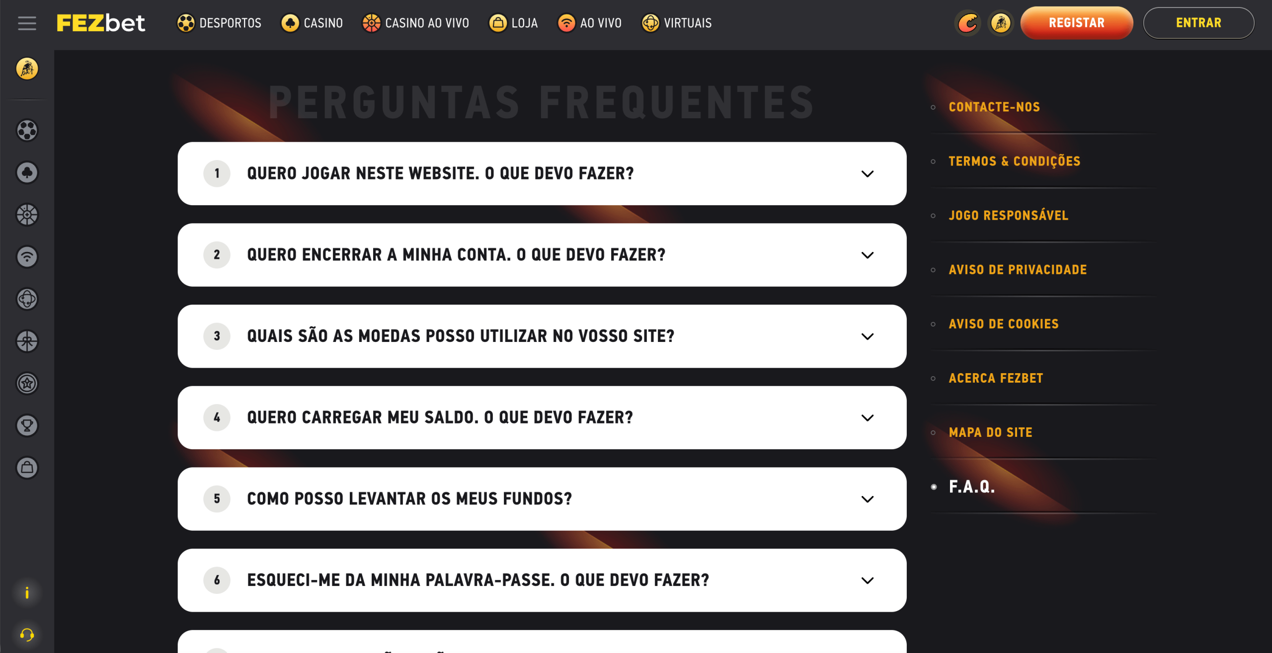 Métodos de pagamento para recarga e levantamento